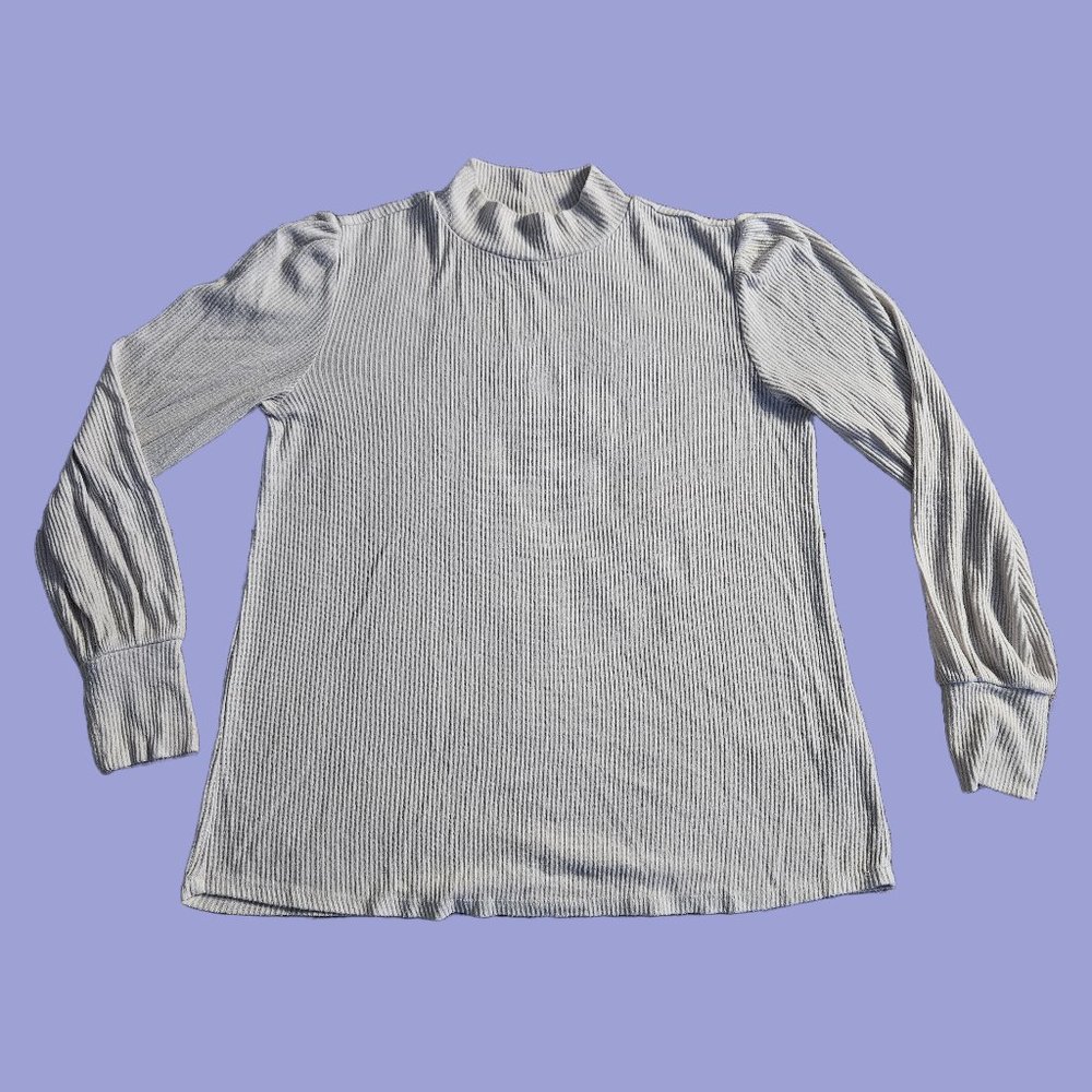 White Ribbed Long Sleeve Shirt